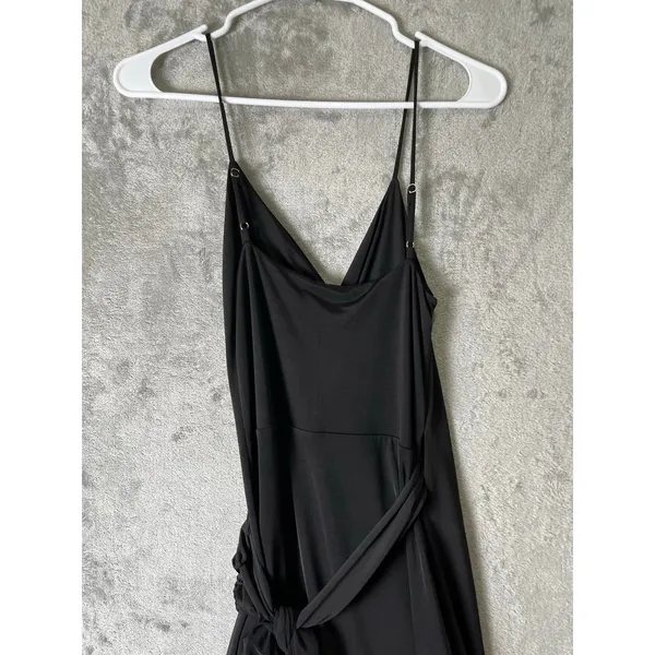 MESHKI Caroline Draped‎ Wrap Midi Dress Black XXS Cocktail Party Wedding New - Image 4