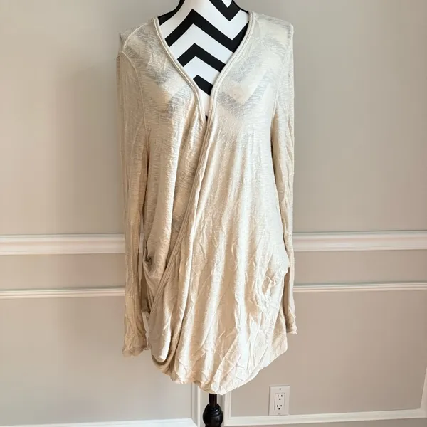 WE THE FREE PEOPLE Miss Rose Top Womens Beige Surplus Blouse‎ Long Sleeve Medium - Image 2