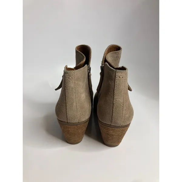 Frye Suede Ankle Booties Womens 10 Ash Tan Excellent Pointed Toe Block Heel Zip - Image 4