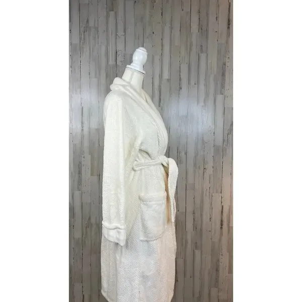 ULTA‎ Women's S/M Fluffy White Bathrobe Tie Wrap Shawl Collar Soft Pockets - Image 5