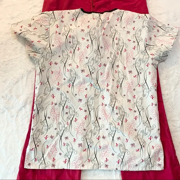 Breast Cancer Awareness Scrub Top Medium - Image 4