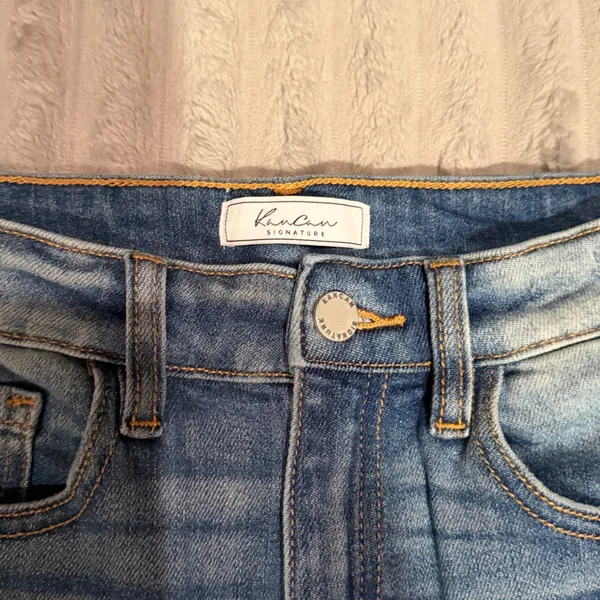 KanCan Signature Skye High Ankle Skinny Jeans Distressed Frayed Hem Blue Size 26 - Image 3