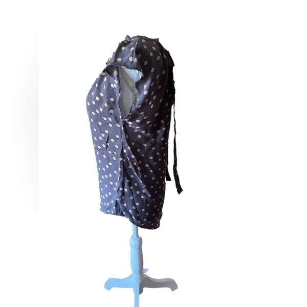 Lauren Conrad Polka Dot Tie Back Blouse Women's S Gray Pink Cap Sleeve - Image 3