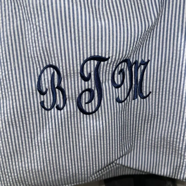 Seersucker monogrammed tote New Blue - Image 3