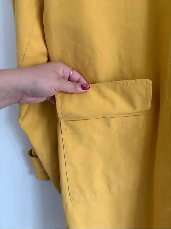 Issac Mizrahi x Target Longline Trench Coat Corduroy Collar Yellow Size XL - Image 5