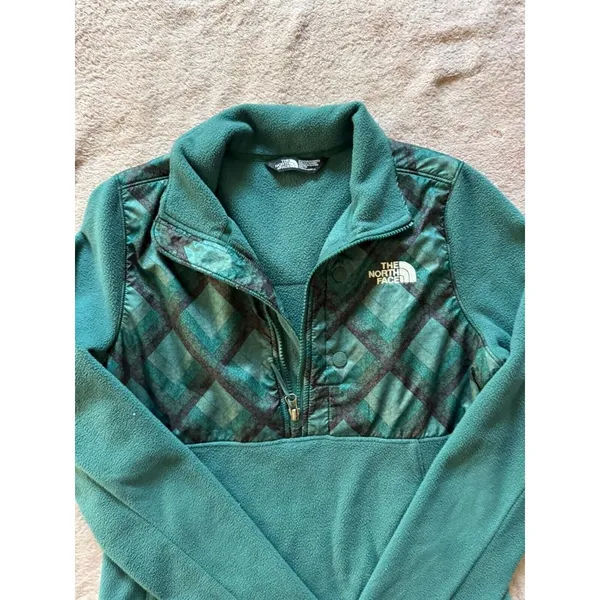 The North Face Women's Green Geometric Anorak Fleece 1/2 Zip Pullover‎ Sz Xsmall - Image 3