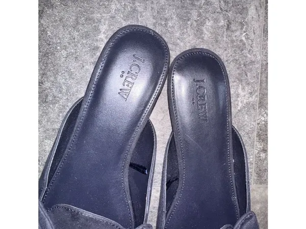 J. Crew Navy Blue Suedes Bow Mules Size 9 - Image 6