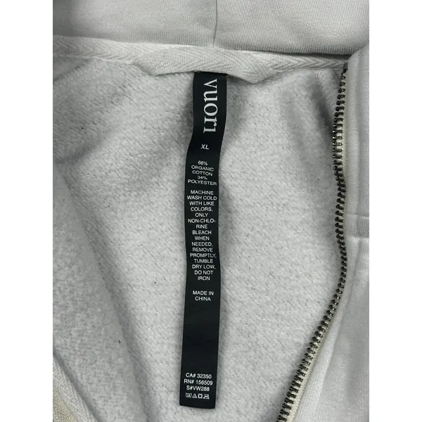 Vuori Hoodie Half Zip White Cropped Sweatshirt XL Organic Cotton Pullover - Image 3