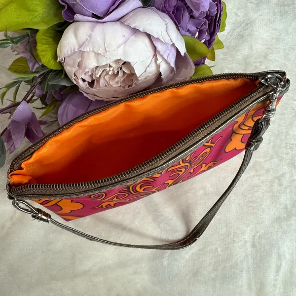 Boutique Vibrant Pink and Orange Retro Printed Bag - Image 8