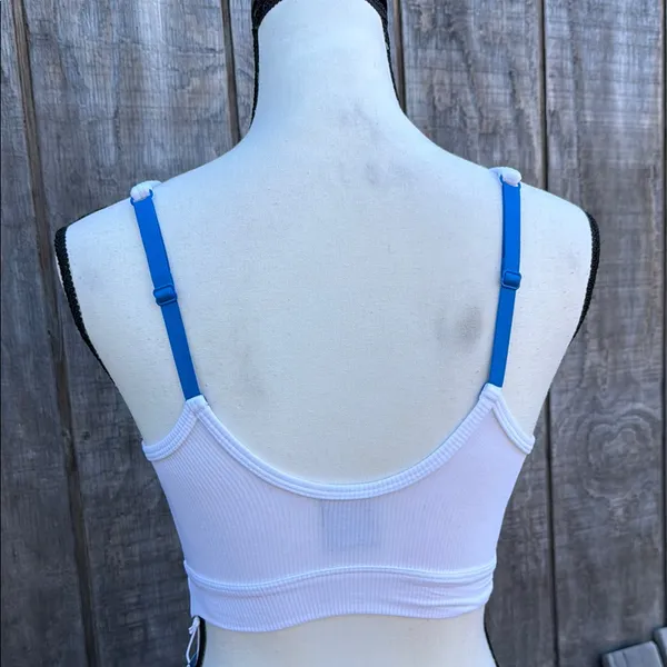 Adidas White Seamless Plunge Long Line Bralette Sports Bra Size S - Image 3