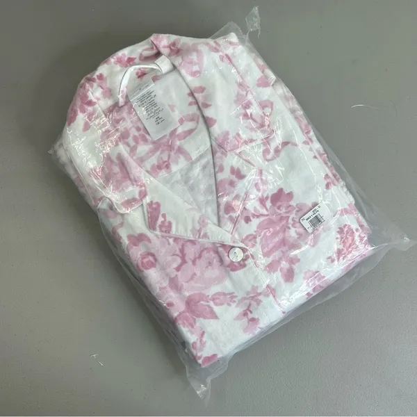 LoveShackFancy x Pottery Barn Flannel Pajama Set PJ Top & Bottoms Pink White NWT - Image 3