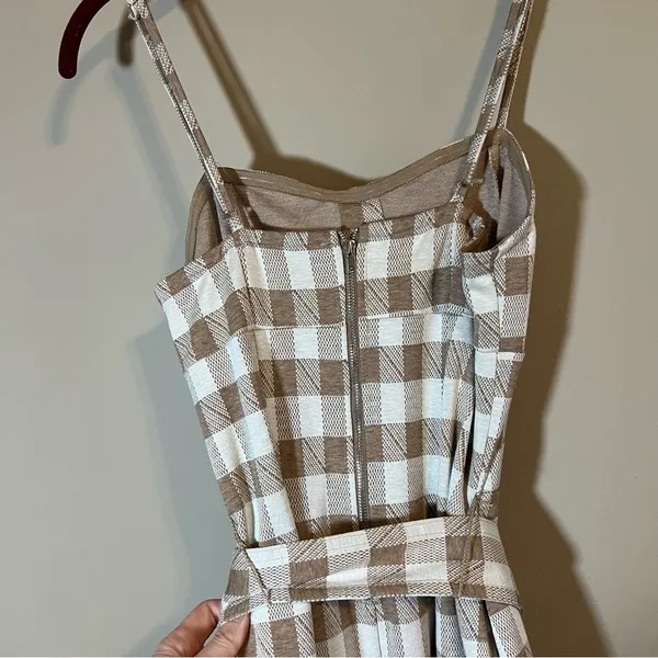Anthropologie En Saison Brown Plaid Gingham Jumpsuit XS - Image 8