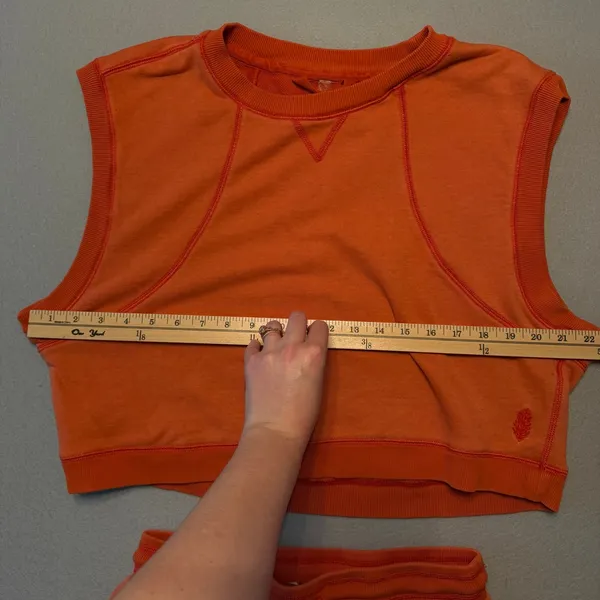 FP Movement Free People Time after Time Set Sweatshirt Shorts Orange Sz Med - Image 6
