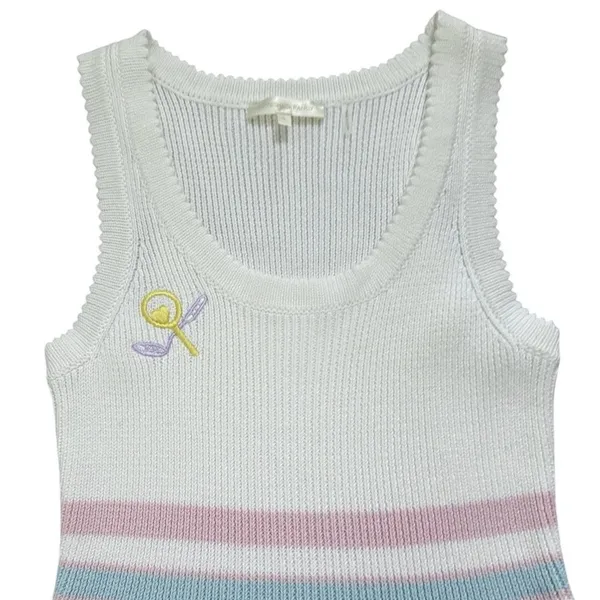 LoveShackFancy‎ Indiana Mini Dress Womens Large Tennis White Embroidered Knit - Image 5