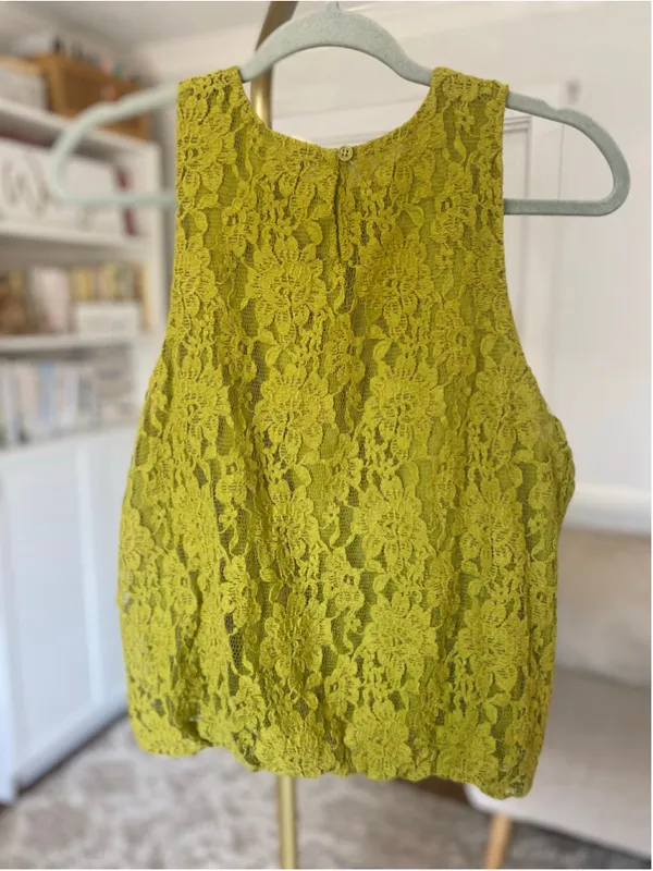 Dolan Chartreuse Lace Blouse Tank Top Fairy Romantic Artsy Eclectic Indie Earthy - Image 3