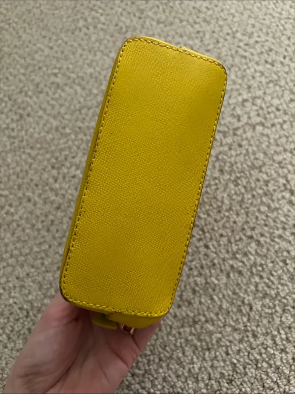 Tory Burch Yellow Leather Dome Cosmetic Case Small Pouch FLAWS - Image 6