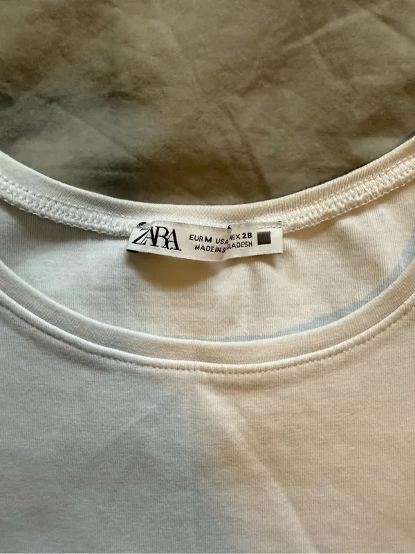 Zara Cream Ribbed Crop Tank Top - Image 3