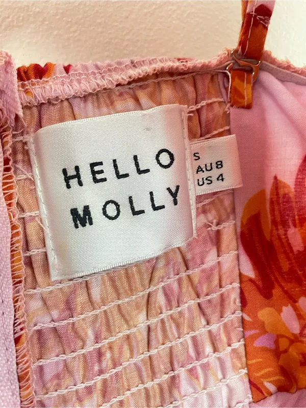 HELLO MOLLY Annita Maxi Dress Pink Orange Tropical Cutout Open Back | Small - Image 8