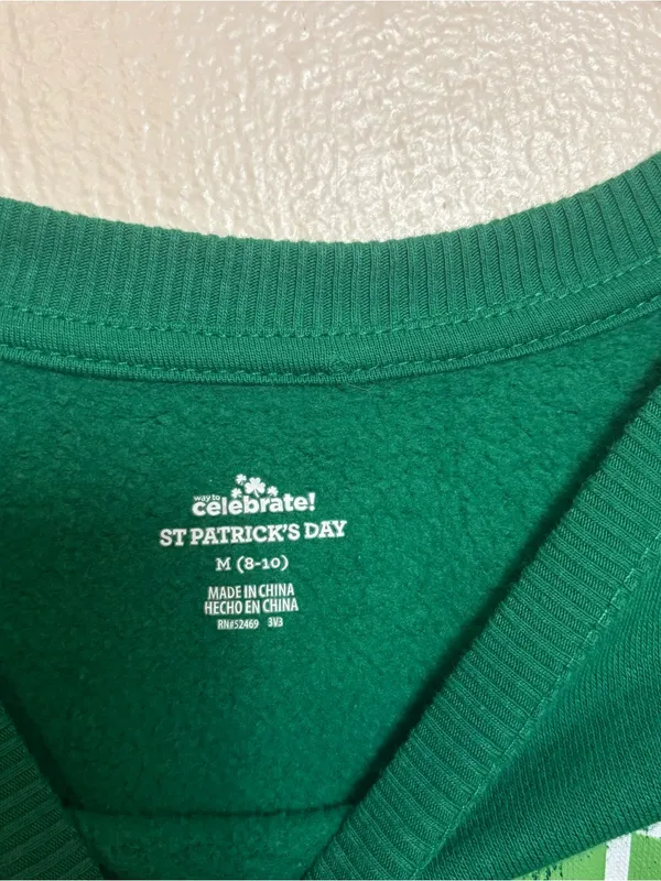 Way To Celebrate Sweatshirt Crewneck‎ Lucky Shamrock 4 Leaf Clover Green Medium - Image 6