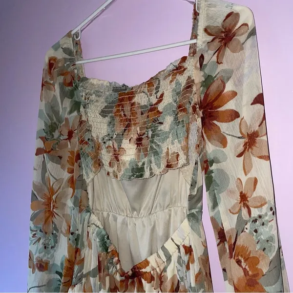 Lush Size Small Layla Mini Dress Babydoll Boho Floral Tiered Skirt Cottage - Image 10