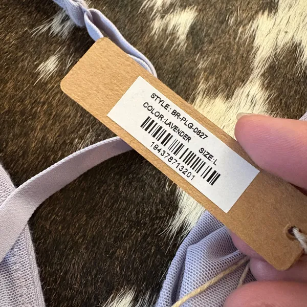SKIMS Pointelle‎ Cotton Rib Plunge Bralette Logo Size Large NWT Lavender Purple - Image 4