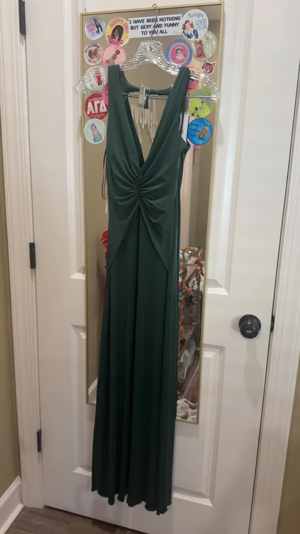 NWT Princess Polly Frederica Plunge Maxi Dress Forest Green - Image 3