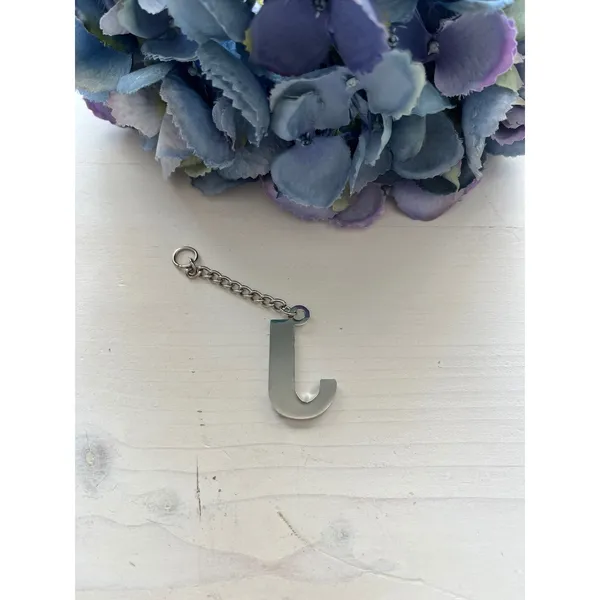 Initial J Rhinestone Silver Charm Pendant Letter Alphabet‎ Jewelry - Image 2