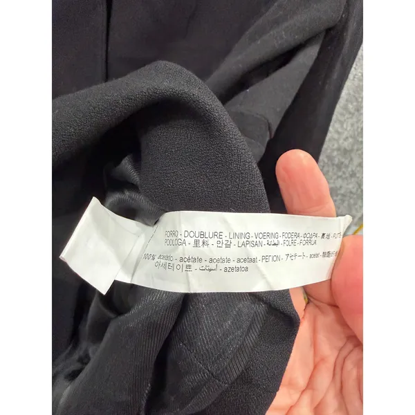 Zara Women Blazer XL Black Open Front Longline Minimalist Crepe Hook-and-Eye - Image 5