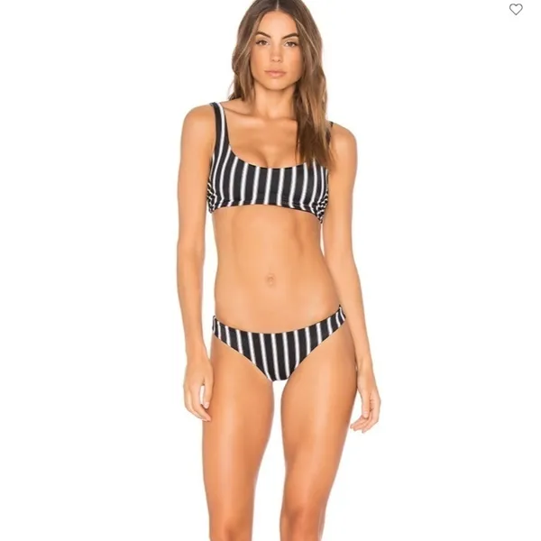 Tori Praver‎ Deja Striped Bikini XS Swimsuit Black White Top - Image 2