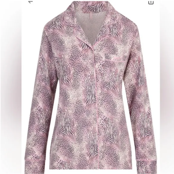 SKIMS intimates Bloom Multi Animal Long Sleeve Pajama Set Pink Leopard Sleepwear - Image 4
