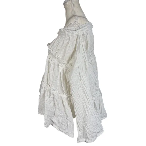 Free People Peasant Top S Ivory Cotton Gauze Off Shoulder Bell Sleeve Boho - Image 10