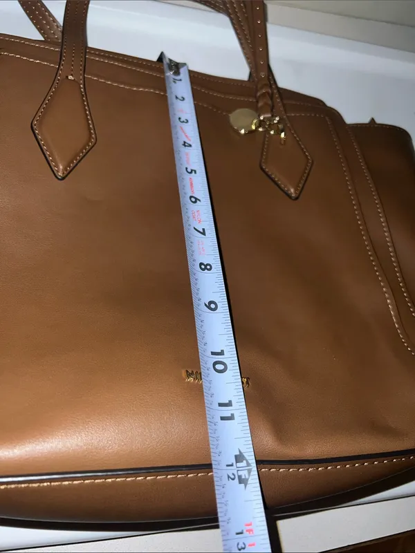 Nine West Cognac Brown Structured Tote - Image 10