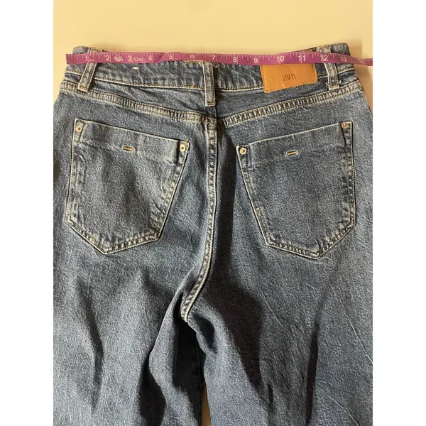 Zara Medium Wash Blue Straight Wide Leg Jeans Size 4 - Image 4