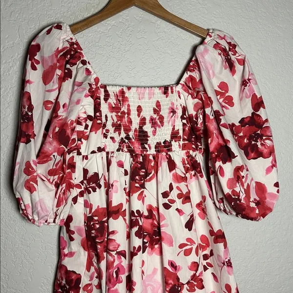 NEW Abercrombie & Fitch Emerson Poplin XST Mini Dress Summer Vaca Floral Tall - Image 9