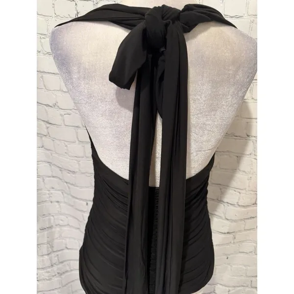 Fredericks of Hollywood Convertible black V-neck top with gathered ruching Large - Image 4