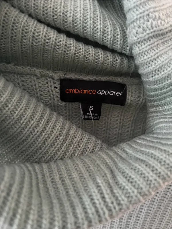 Ambiance Light Sage Green Ribbed Turtleneck Sweater - Image 2