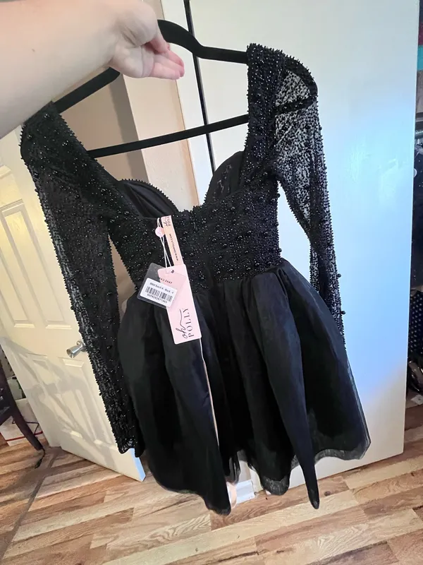 Oh Polly Black Mini Dress Long Sleeve - Image 5