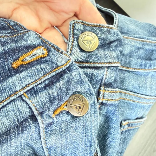 GUESS Jeans Denim Shortalls / Overalls Shorts | Distressed Raw Hem Vintage Vibe | Size S 💙 - Image 10
