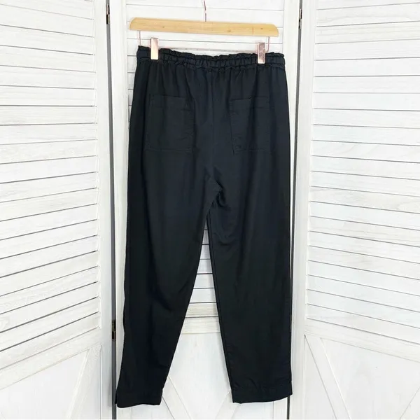 Gap Woven Slouchy‎ Pull On Crop Pants Black XS Ruffle Drawstring Waist High Rise - Image 2