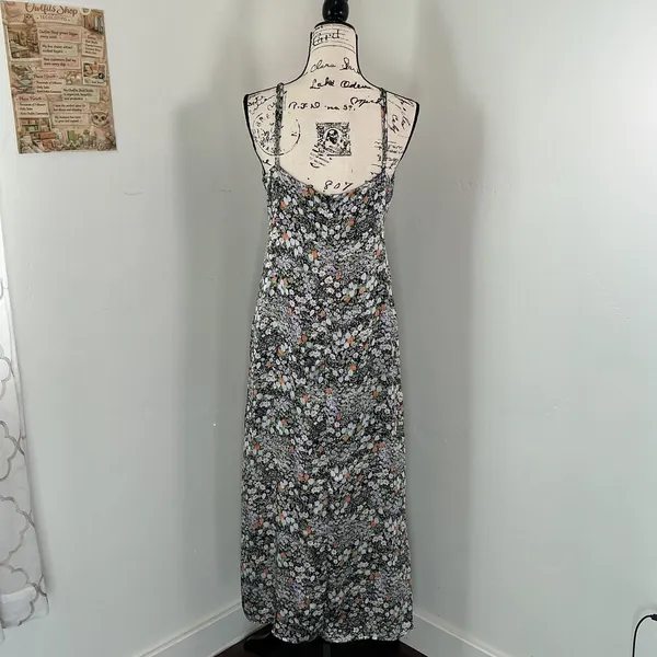 Prómesa Floral Ditsy Print Maxi Dress Black V-Neck Adjustable Strap XL Boho - Image 3
