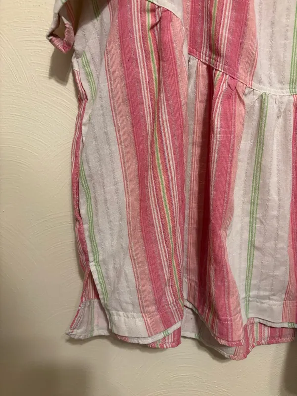 Sage + Fig Pink Stripe Boho Babydoll Top 1X Floral Pocket - Image 6
