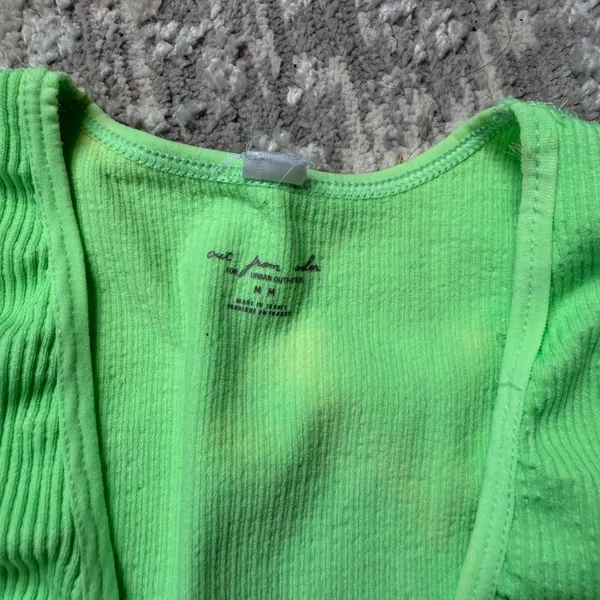 Urban Outfitters Out from Under Joe ribbed lime neon green plunge crop top - Image 2