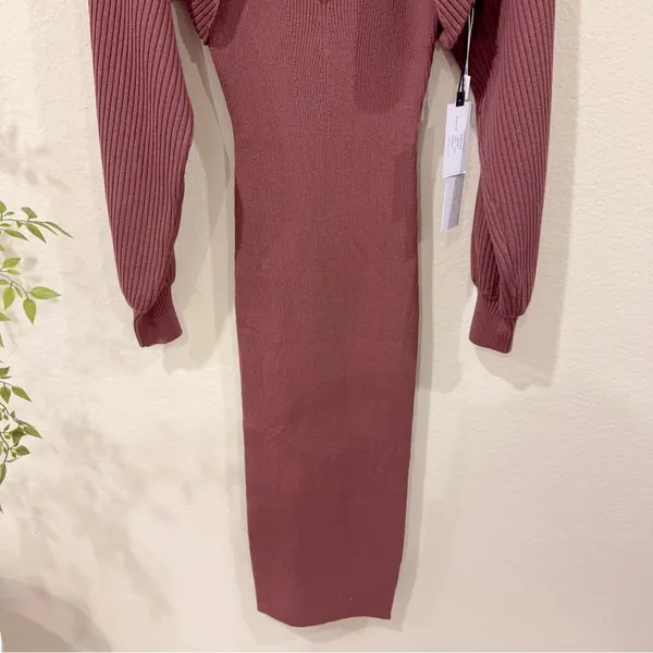 ASTR Jodie Mauve Two Piece Cutout Ribbed Knit Midi Sweater Dress Small NWT - Image 6