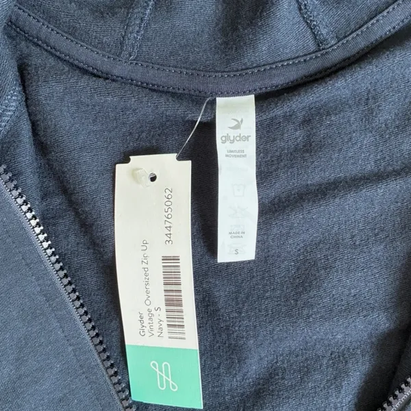 Glyder Vintage Oversized‎ Zip Up Hoodie Navy Blue Women Small NWT $88 PDP-6865 - Image 9