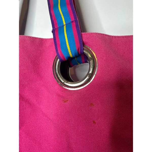 1980s–90s Ralph Lauren Polo Canvas Tote Bag Pink Blue Big Pony Cotton Carryall - Image 10