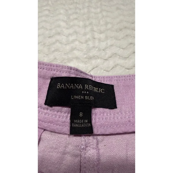 Banana Republic Pink Lavender Linen Wide Leg Pleated Pants Size 8 High Rise - Image 6