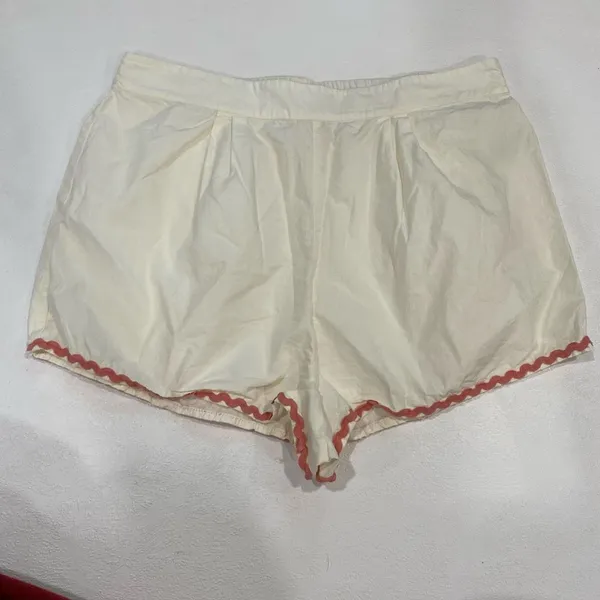 Free People White Ric Rac Trim Shorts M Coquette Boho Cotton - Image 3