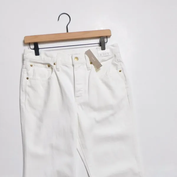 NWT!!‎ J. CREW White '84 Slouchy Jeans Solid Button Fly Straight Legs Size 27 - Image 4