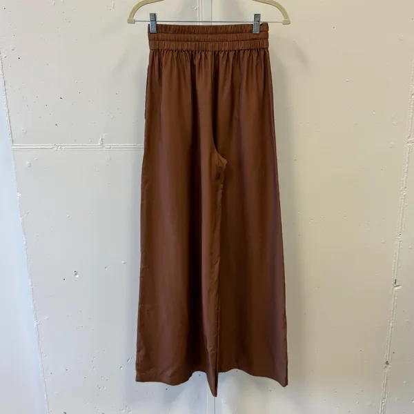 Jac + Jack Silk‎ Minimalist Contemporary High Waist Wide Leg Pants Tan Sz 8 - Image 2