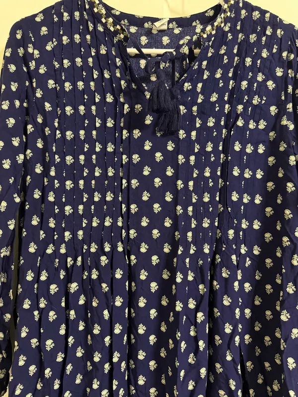 Old navy shirt dress blue floral small - Image 3
